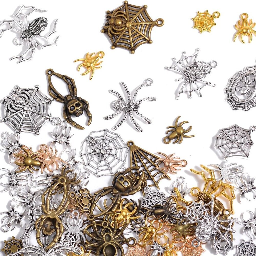 100g Metal Pendant Charms for Jewelry Making, Bulk Silver & Gold Plated Charms f